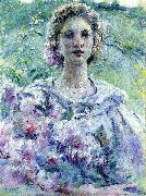 Robert Reid Girl with Flowers Germany oil painting artist